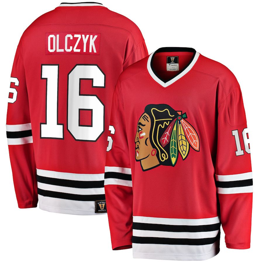 Men Chicago Blackhawks #16 Eddie Olczyk Fanatics Branded Red Premier Breakaway Retired Player NHL Jersey->chicago blackhawks->NHL Jersey